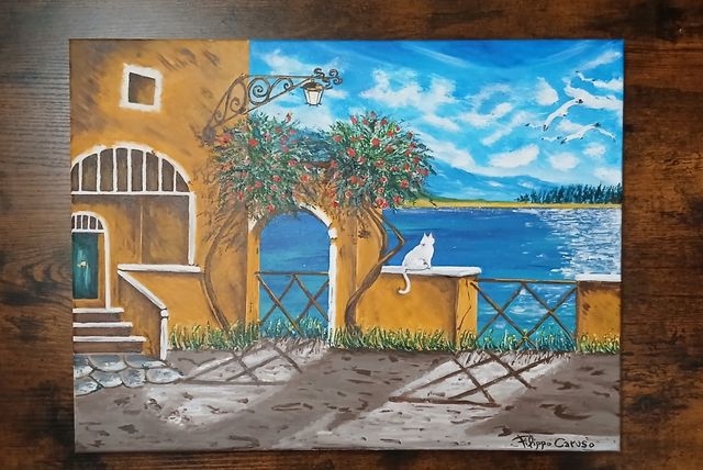 Paesaggio Marino, dipinto a mano