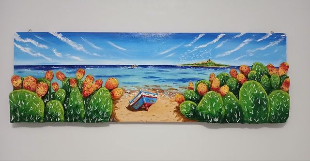 Quadro dipinto a mano, Mare,Sicilia