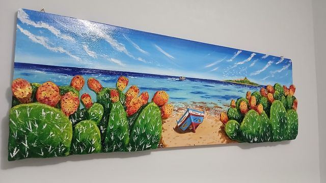 Quadro dipinto a mano, Mare,Sicilia
