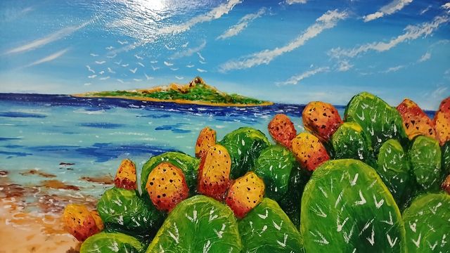 Quadro dipinto a mano, Mare,Sicilia