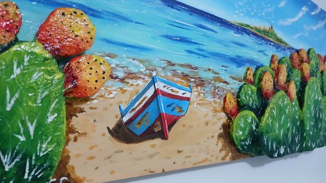 Quadro dipinto a mano, Mare,Sicilia