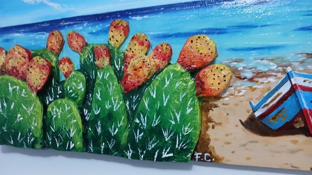 Quadro dipinto a mano, Mare,Sicilia