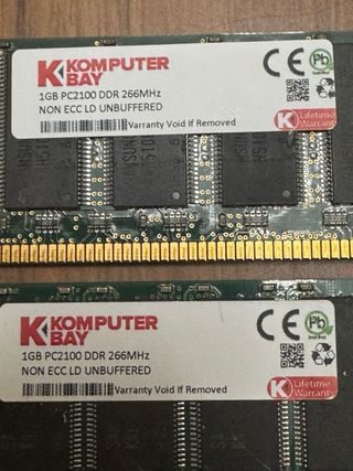 Dos modulos DDR 266 de 1 gb cada uno