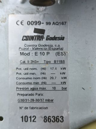 Despiece calentador Cointra Godesia