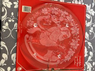 Piatto portatorte in cristallo con babbo natale