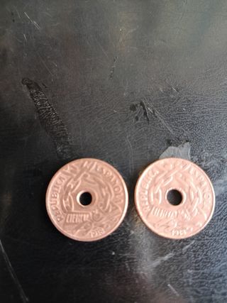 2 monedas de 25 céntimos de la