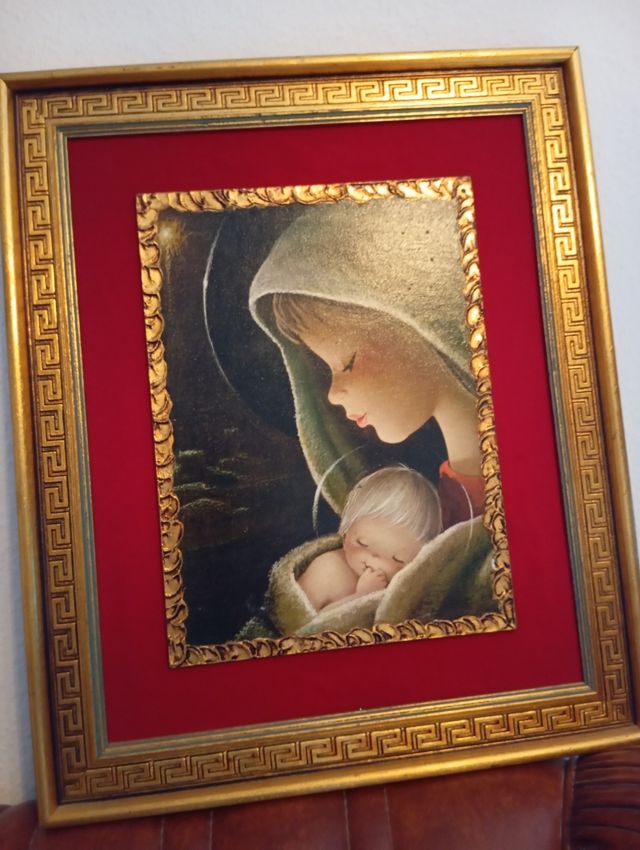 Cuadro de Virgen con niño. Entrega en mano.