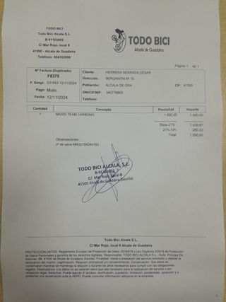 Bicicleta montaña marca MASSI TEAMCARBONO .TALLA M