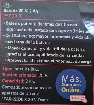 Amoladora rec 20v con batería para cargador