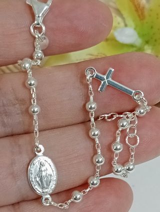 Sagrado rosario pulsera La virgen Milagrosa en pla