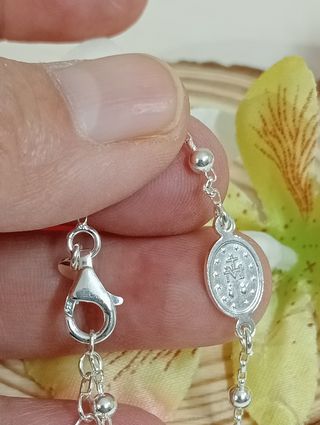 Sagrado rosario pulsera La virgen Milagrosa en pla