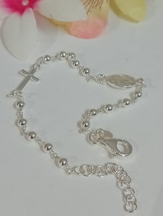 Sagrado rosario pulsera La virgen Milagrosa en pla