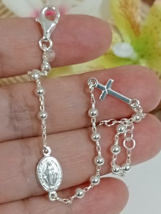 Sagrado rosario pulsera La virgen Milagrosa en pla