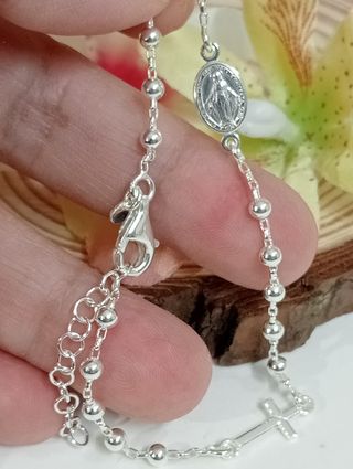 Sagrado rosario pulsera La virgen Milagrosa en pla
