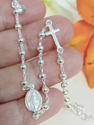 Sagrado rosario pulsera Milagrosa en plata de ley.