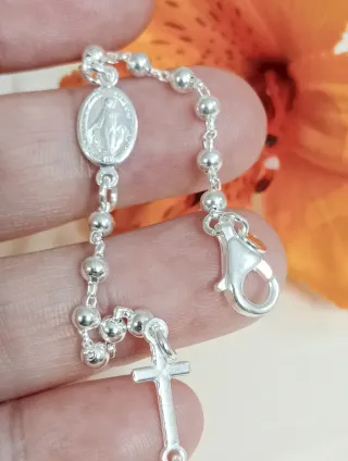 Sagrado rosario pulsera Milagrosa en plata de ley.