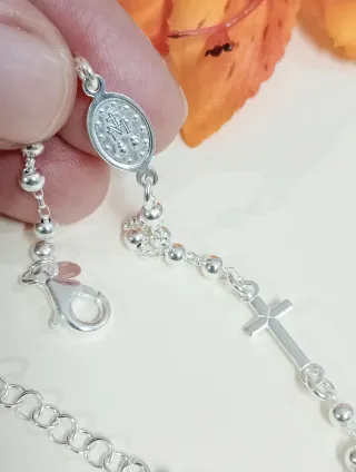 Sagrado rosario pulsera Milagrosa en plata de ley.