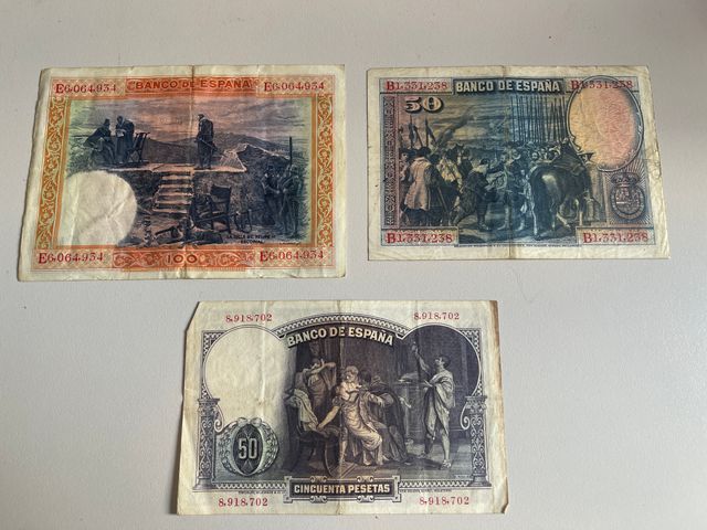 España. 2 x 50, 1 x 100 Peseta 1925–1931 / Reino d