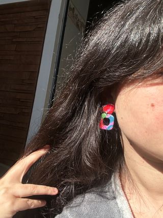 Pendientes handmade fimo de colores cuadrado arte