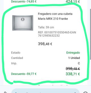 Fregador bajo encimera nuevo en su caja