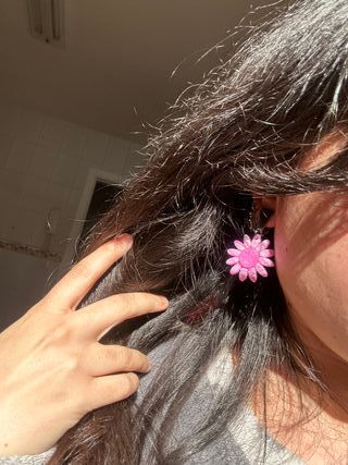 Pendientes handmade fimo flor rosa artesanales art