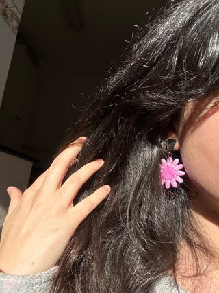 Pendientes handmade fimo flor rosa artesanales art