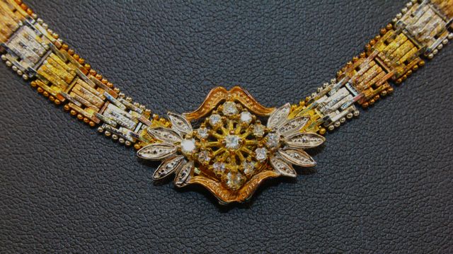 Parure bracciale collana oro su argento zirconi