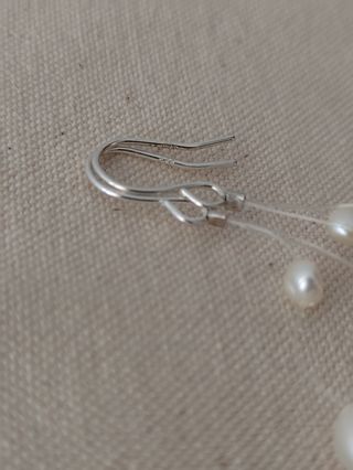 Pendientes largos, plata ley y perlas 