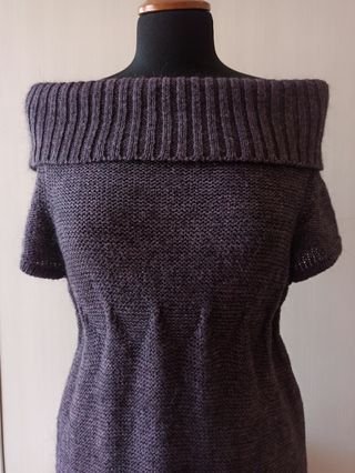 Vestito in maglia viola-grigio