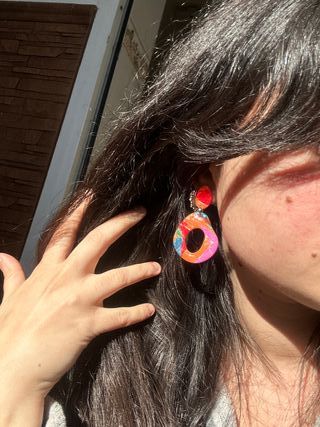 Pendientes handmade fimo de colores artesanales
