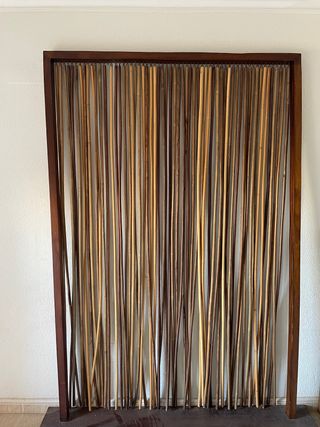 Biombo mueble balinés de 1950 madera varillas