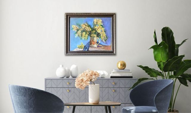 Cuadro pintura al óleo de"Mimosa" enmarcado