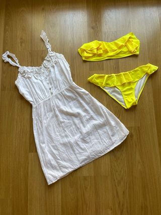 Bikini amarillo volantes bandeau T.M/S