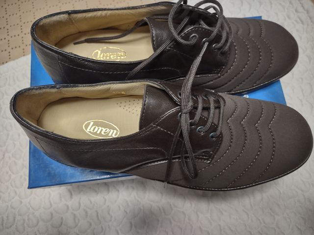 Scarpe pelle e lycra marrone