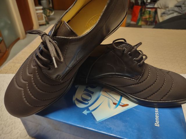 Scarpe pelle e lycra marrone