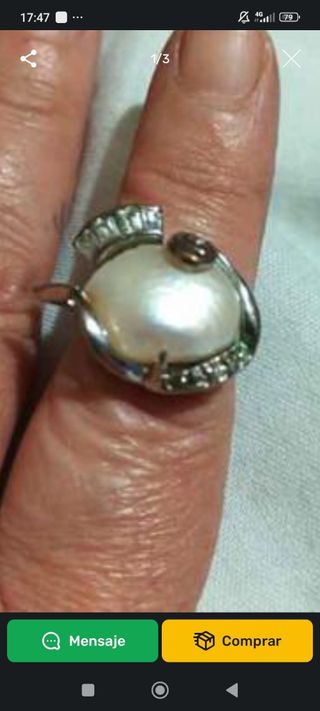 Anillo antiguo con perla nacar