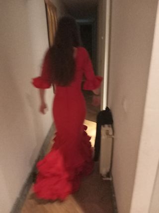 Traje de flamenca rojo perforado