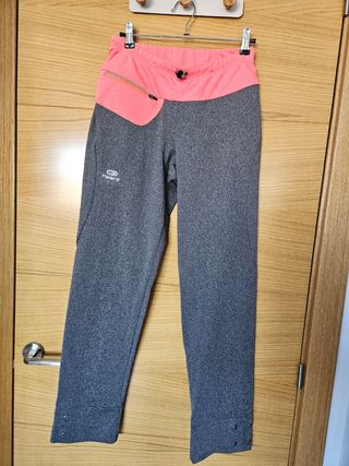 Mallas Kalenji de mujer gris y rosa 