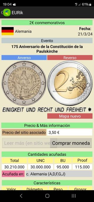 Moneda conmemorativa de dos euros Alemania