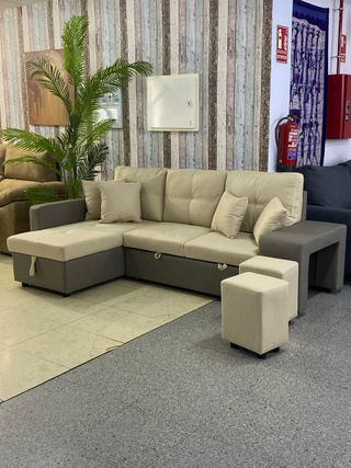 Sofa cama chaiselongue + puff y envio gratis