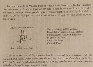 COPA MUNDIAL FIFA 2026, 10 EUROS EN PLATA