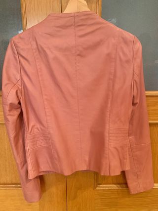 Cazadora cuero rosa palo