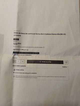 2 Patas metálicas en forma de U