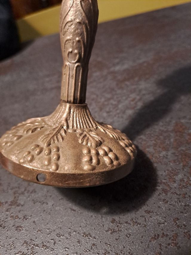 Coppia oggetti ottone lume e candeliere