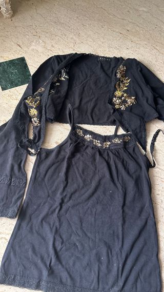 Twinset canotta e coprispalla ricamato