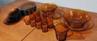 Vajilla ámbar Duralex vintage