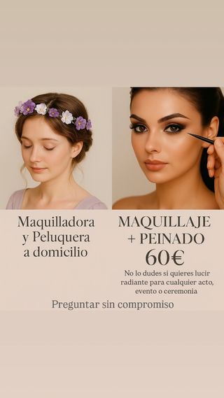 Maquilladora y Peluquera a domicilio