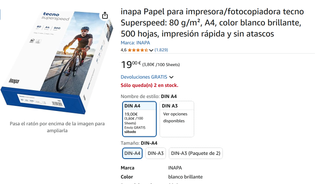 Papel para impresora/fotocopiadora 80 g/m2, A4