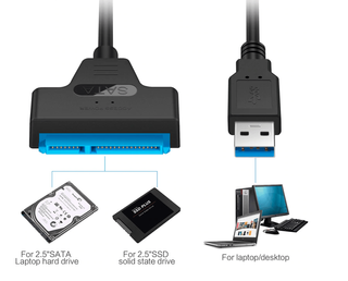 Cable USB SATA 3 adaptador a USB 3.0, compatible con disco duro externo HDD SSD de 2,5 pulgadas, Cable Sata III de 22 pines, Nue