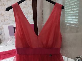 Vestito tulle Blue marine fucsia con gonna lunga
